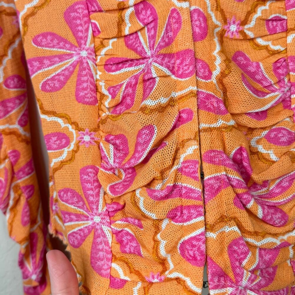 NEW Free People Through The Meadow Grapefruit Seltzer Orange Ruched Retro Top - Picture 11 of 13